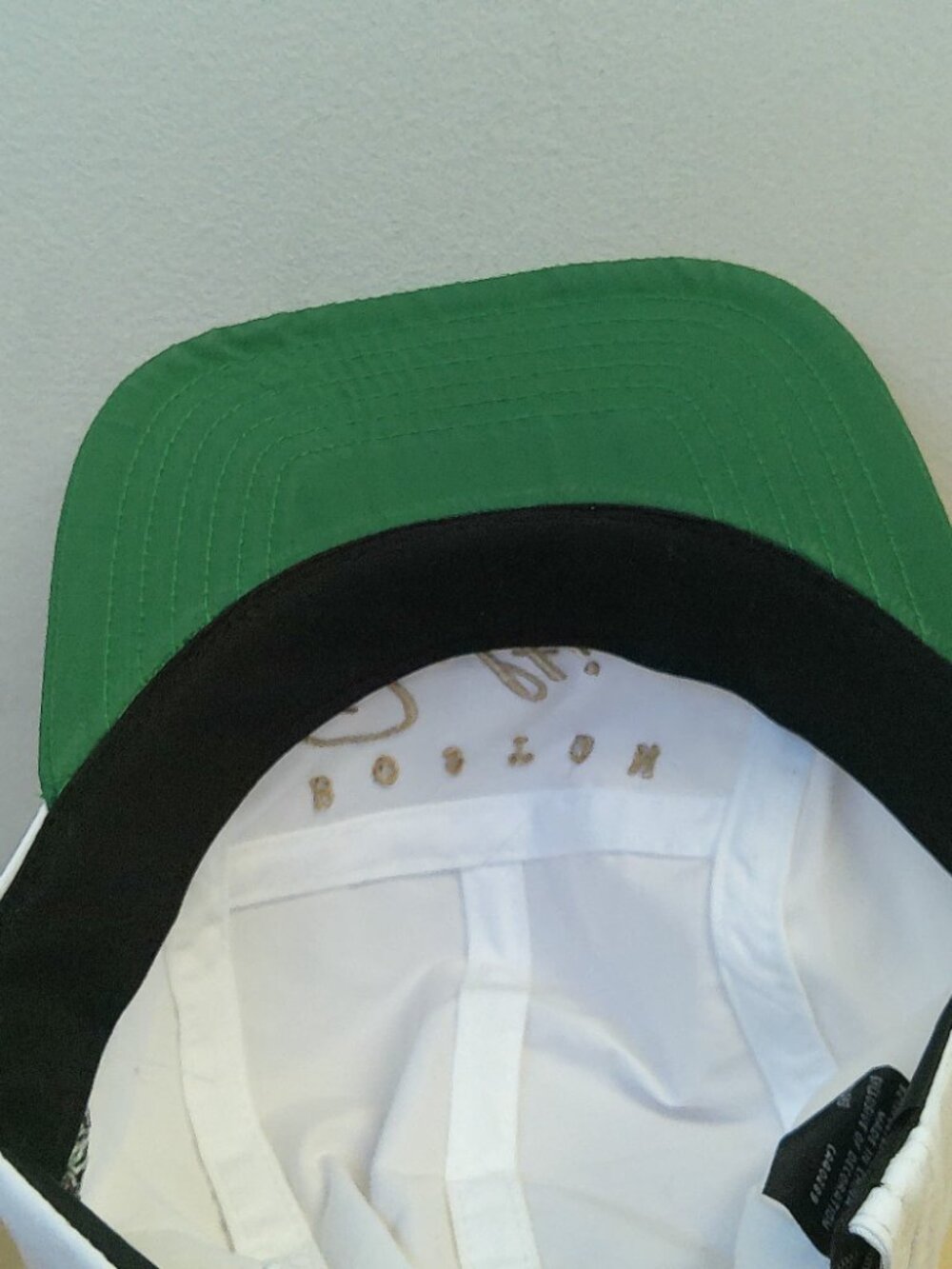 Boston Celtics Hat New Era 5 Panel Script Logo Strapback White Green NBA Cap - Picture 6 of 8